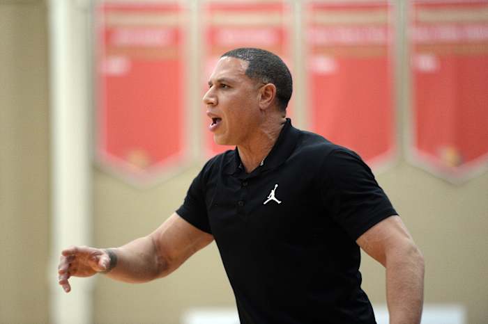 Shadow Mountain head coach Mike Bibby looks on against Chicago Simeon at Chaparral High School.
